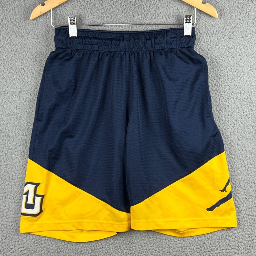Nike Jordan Marquette Golden Eagles Blue Yellow Basketball Shorts Mens S‎ (read)